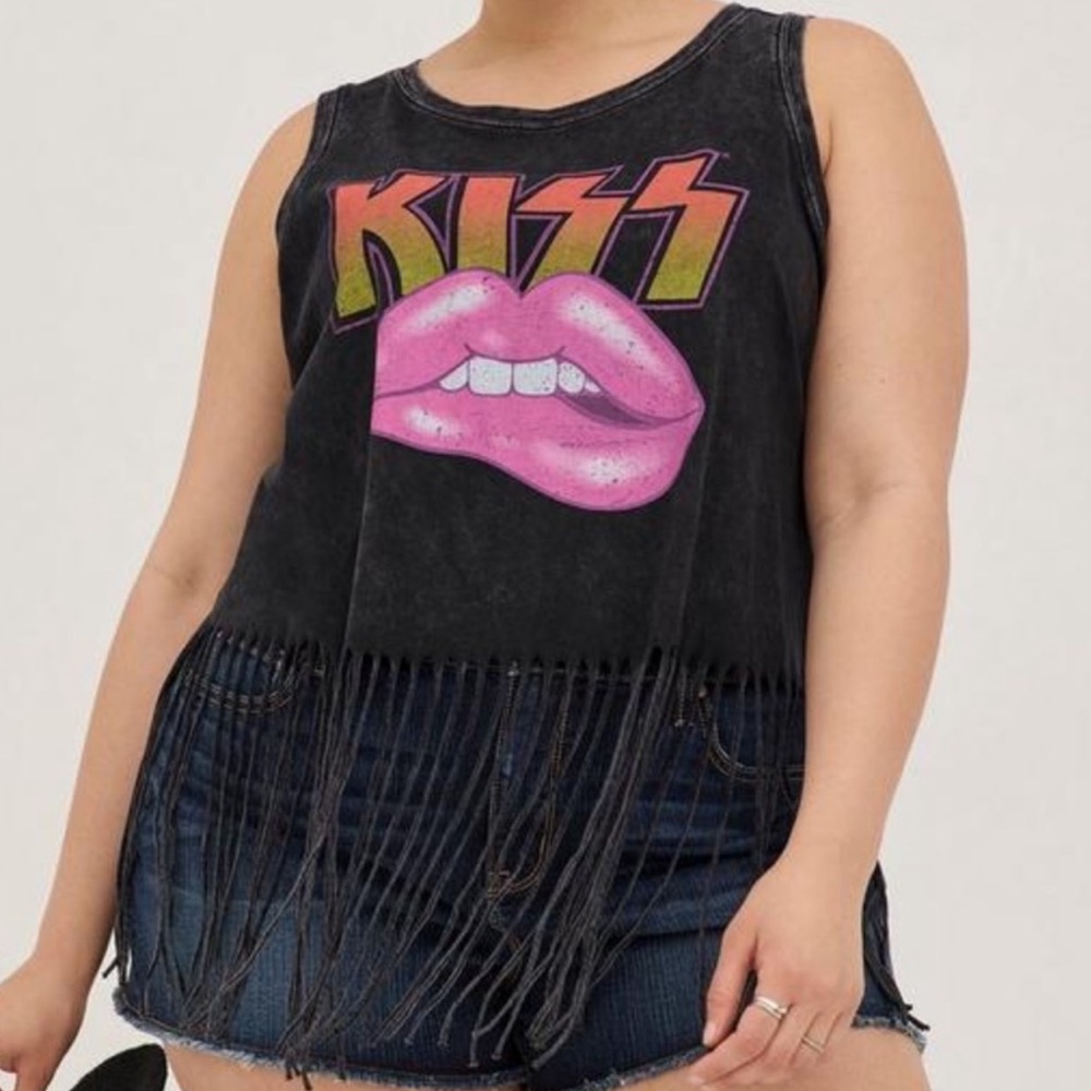 Torrid The Vinyl Icons Kiss Band Fringe Tank Top Tee